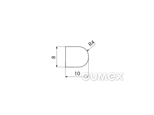 "D" Silikonprofil, 8x10/R4mm, 65°ShA, ISO 3302-1 E2, -60°C/+180°C, transparent, 